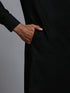 Vastramay Men's Black Cotton Blend Kurta and White Pant Set